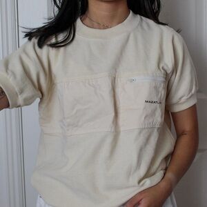Cream T-Shirt with Pocket Detail